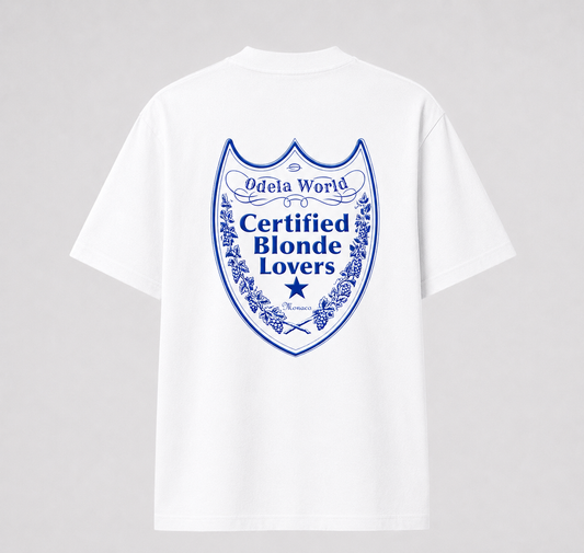 T-shirt "Certified Blonde Lovers" (Blue/White)
