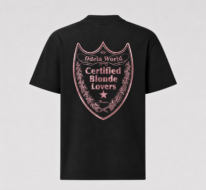 T-Shirt „Certified Blonde Lovers“ (Pink/Schwarz)